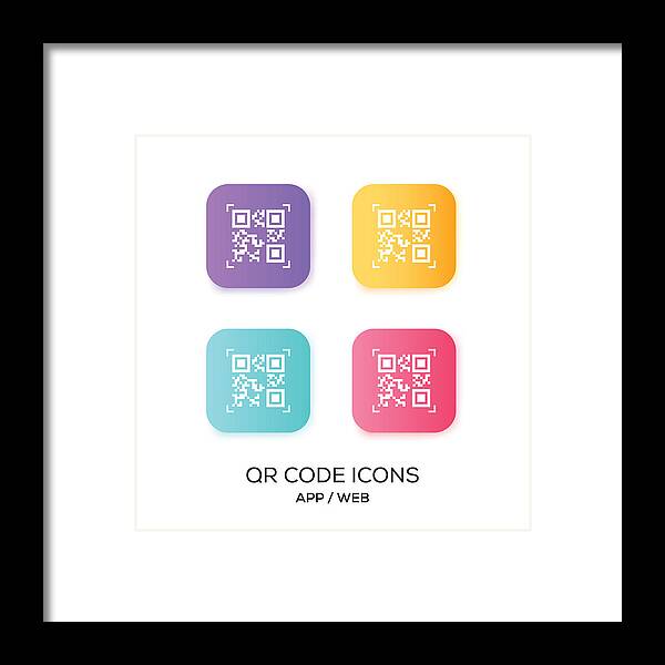 Token Framed Print featuring the drawing Set of QR Code App Icon by Cnythzl