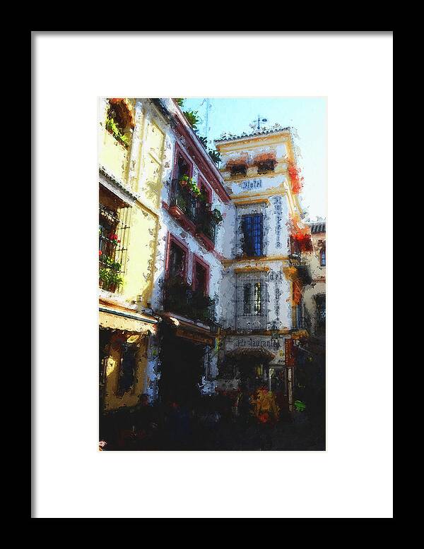 Sevilla Framed Print featuring the painting Seville, the colorful streets of Spain - 10 by AM FineArtPrints