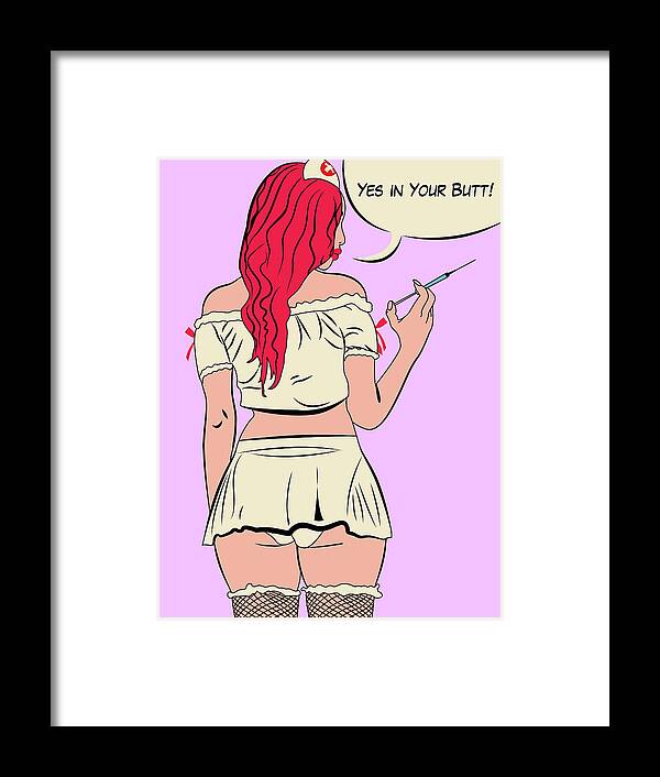 Popart Framed Print featuring the digital art Sexy Nurse Back by Long Shot