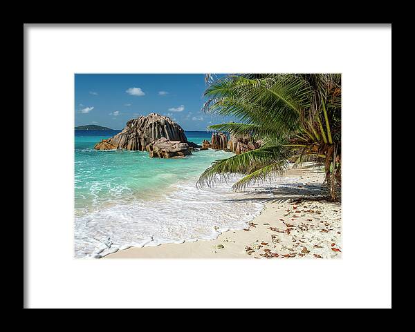Seychelles Framed Print featuring the photograph Seychelles - Anse Patates beach at La Digue island by Olivier Parent