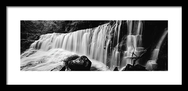 Long Exposure Framed Print featuring the photograph Sgwd Isaf Clun-Gwyn Waterfall Four falls brecon beacons wales bl by Sonny Ryse