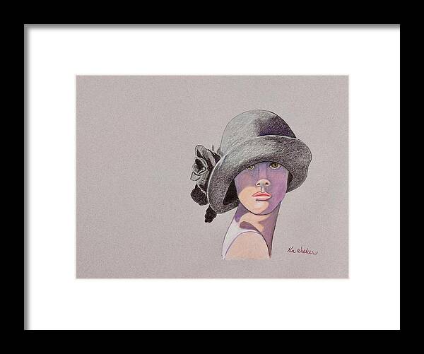 Gray Framed Print featuring the drawing AllAboutTheHat2 Drawing by Kimberly Walker