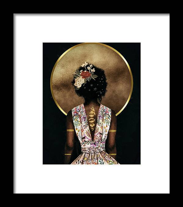 Black Woman Framed Print featuring the mixed media Shakti by Canessa Thomas