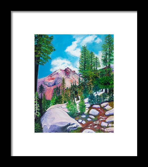 Mountain Framed Print featuring the painting Shasta Path by Santana Star