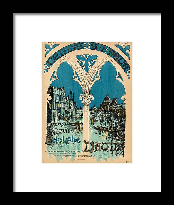 Adolphe David Framed Print featuring the painting Sheet music Venise en reve by Adolphe David. by Adolphe David