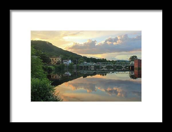 Shelburne Falls Framed Print featuring the photograph Shelburne Falls and Deerfield River Sunset by John Burk