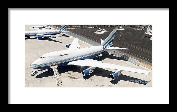 Sheldon Adelson Framed Print featuring the photograph Sheldon Adelson's Jet Planes at McCarran International Airport in Las Vegas Nevada by David Oppenheimer