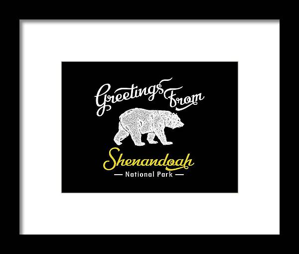 Shenandoah Framed Print featuring the digital art Shenandoah National Park Chalk Bear by Flo Karp