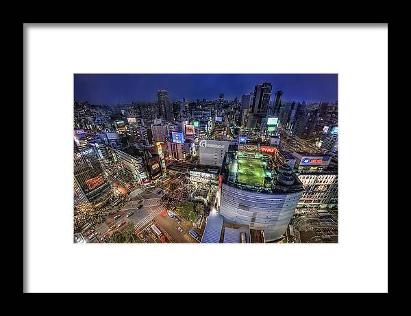 Car Framed Print featuring the photograph Shibuya city by Daniel Chui