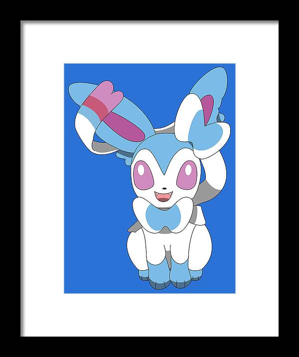 Sylveon Framed Print featuring the digital art Shiny Sylveon by Jonathan Rouleau