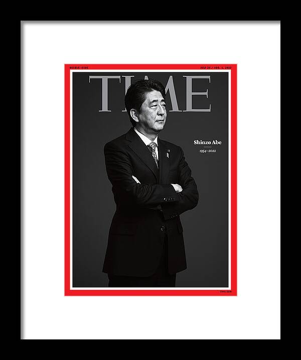 Shinzo Abe Framed Print featuring the photograph Shinzo Abe - 1954-2022 by Photograph by Takashi Osato for TIME