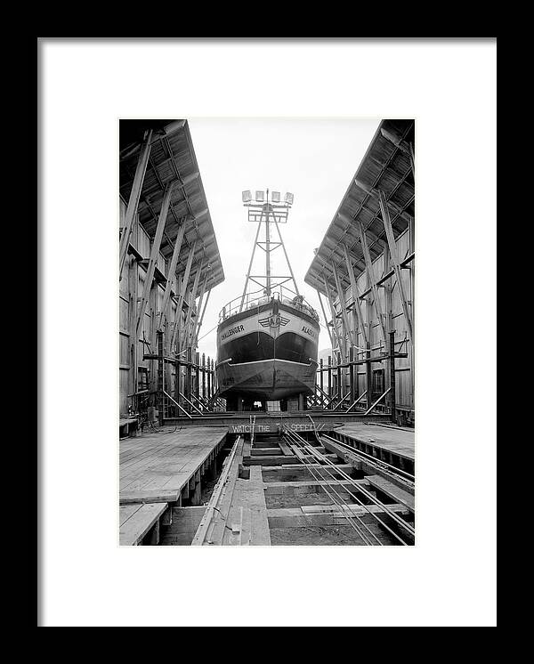Ship Framed Print featuring the photograph Ship In Repair Shed - Unalaska - Aleutian Islands by War Is Hell Store