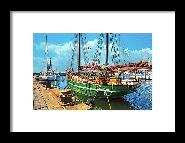 Boats Framed Print featuring the photograph Ships in the Harbor by Debra and Dave Vanderlaan