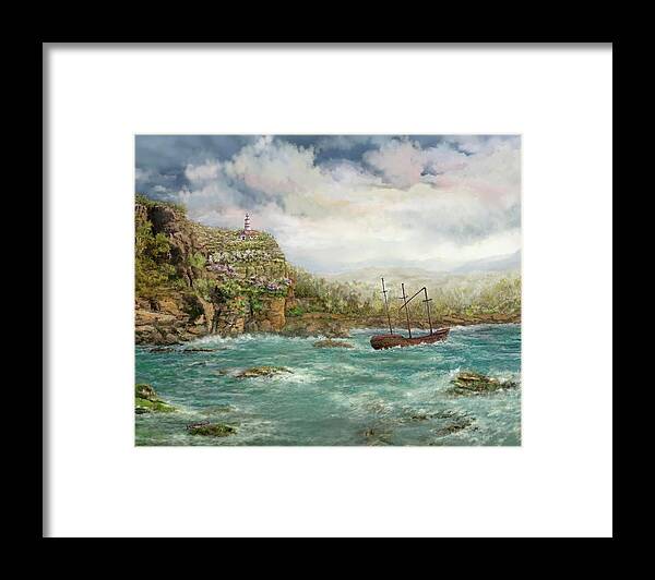 Landscape Framed Print featuring the digital art Shipwreck Shoal by Marilyn Cullingford