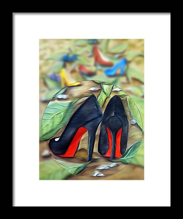 Digital Framed Print featuring the mixed media Shoe Garden by Ronald Mills