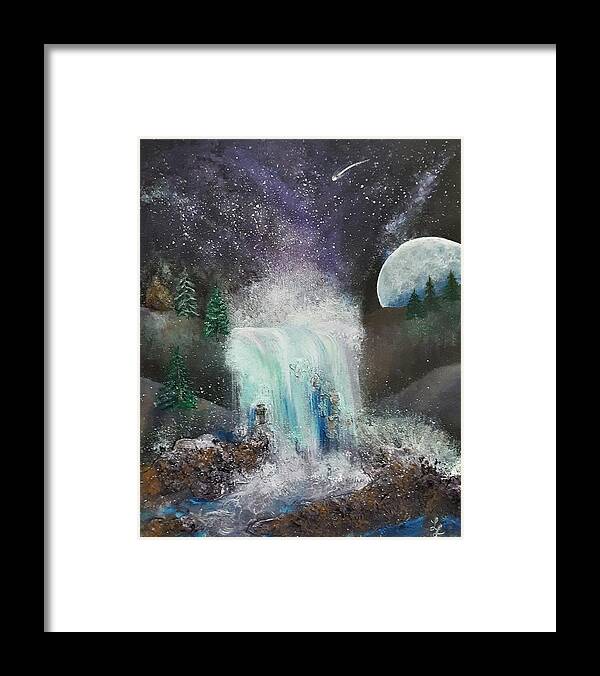 Shooting Star Falls Framed Print featuring the painting Shooting Star Falls by Lynn Raizel Lane