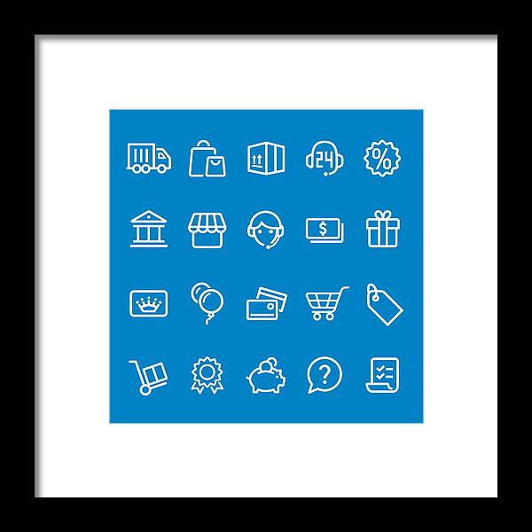 Cash Flow Framed Print featuring the drawing Shopping Icons - Vector Smart Line Series by -victor-
