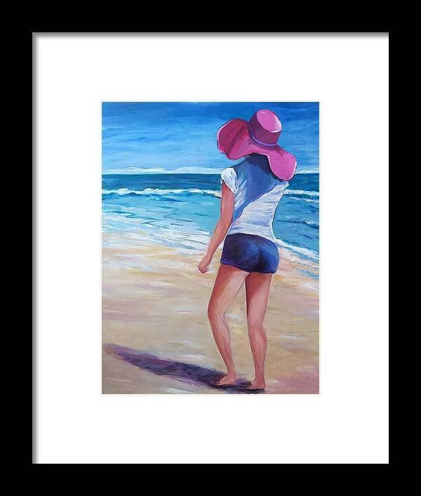 Figurative Framed Print featuring the painting Short shorts by Rosie Sherman