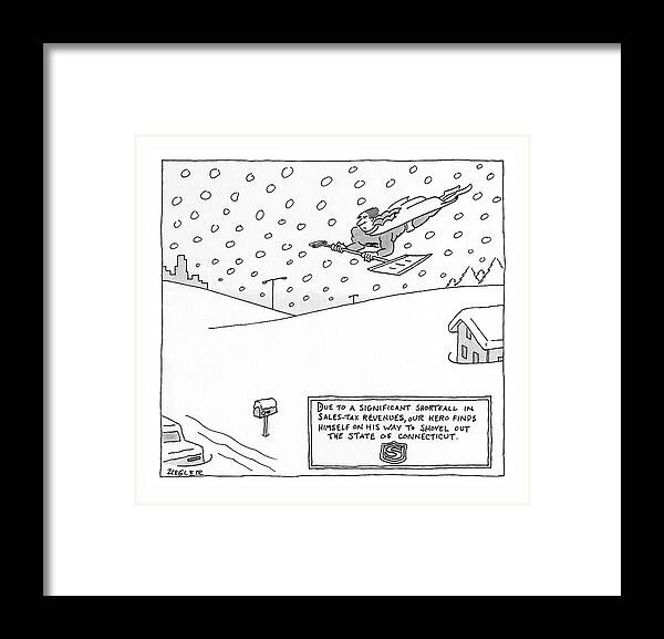 Captionless Framed Print featuring the drawing Shovel Out by Jack Ziegler