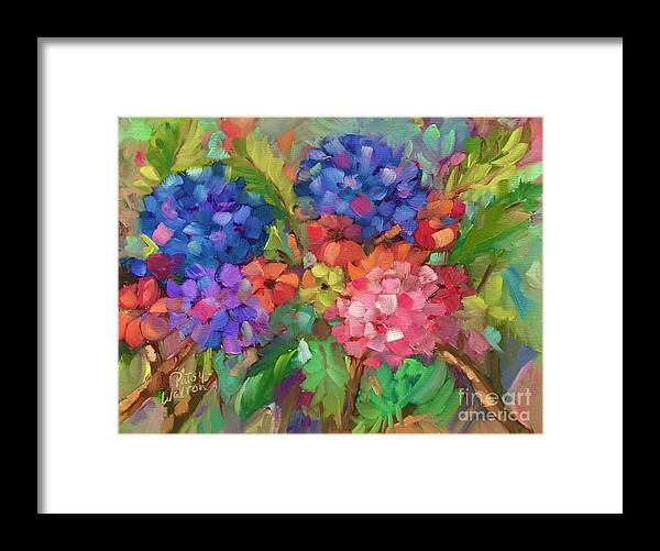 Hydrangeas Framed Print featuring the painting Show Offs by Patsy Walton