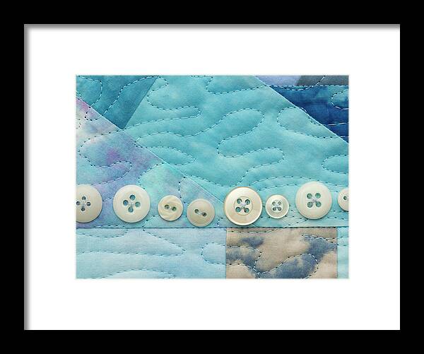 Fiber Wall Art Framed Print featuring the mixed media Shrine To Land and Sky A by Vivian Aumond