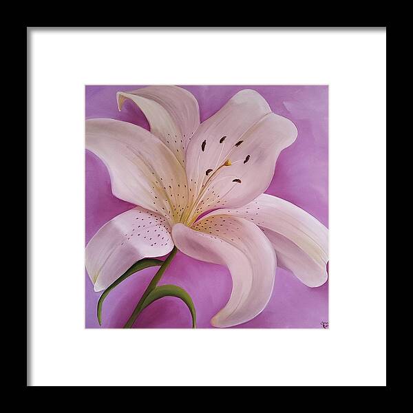 White Flower Framed Print featuring the painting Sift White Asiatic by Connie Rish
