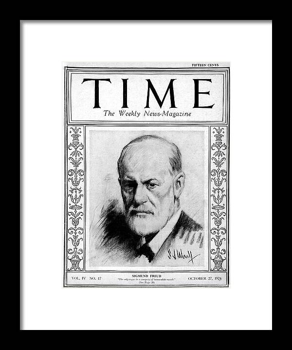 Sigmund Freud Framed Print featuring the photograph Sigmund Freud - 1924 by Illustration cr S J Woolf