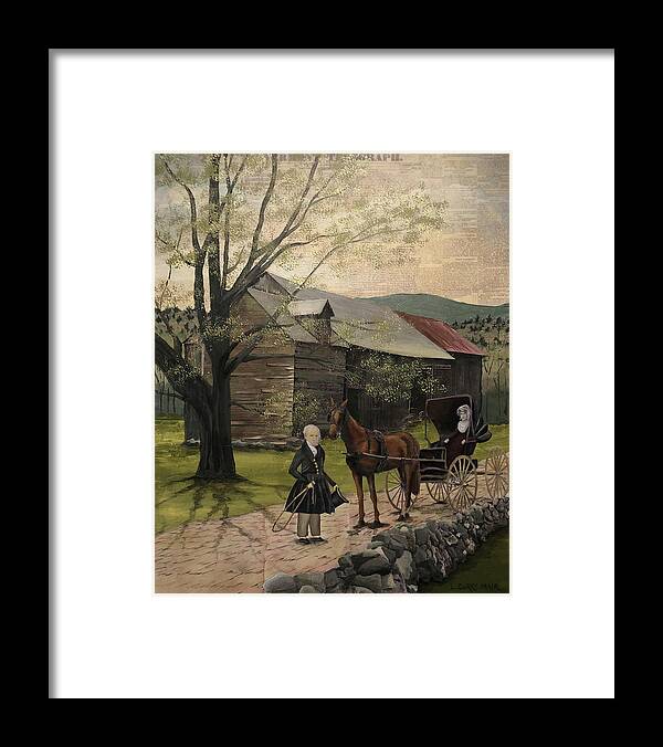 Barn Framed Print featuring the mixed media Silas Bigelow Barn by Lisa Curry Mair