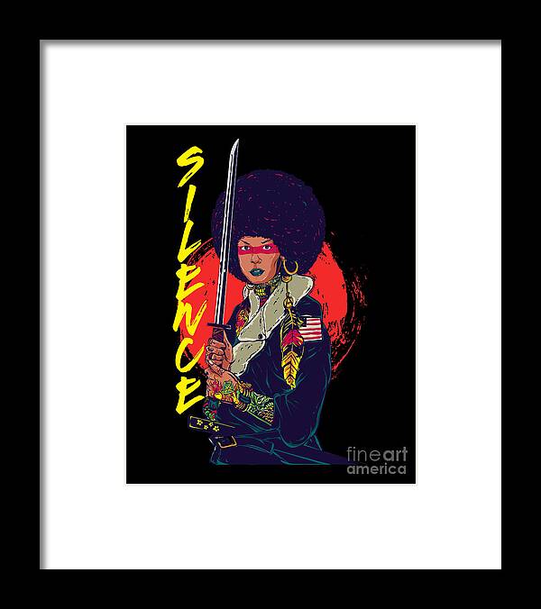 Japan Framed Print featuring the digital art Silence Japan Woman Warrior Samurai Ninja Gift by Thomas Larch