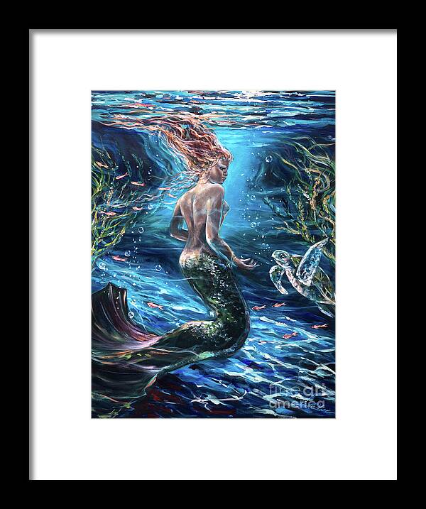 Mermaid Framed Print featuring the painting Silent Conversation by Linda Olsen