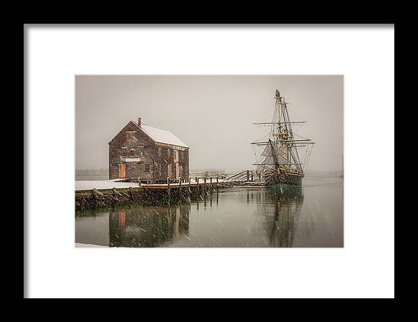Salem Framed Print featuring the photograph Silently the snow falls. by Jeff Folger