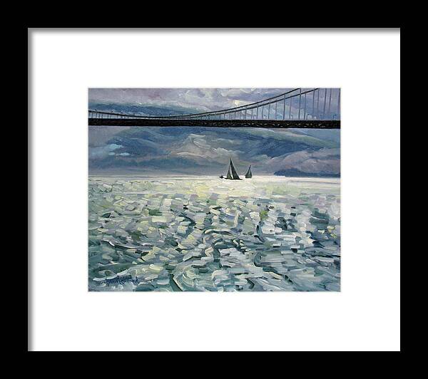 Golden Gate Framed Print featuring the painting Silhouettes by John McCormick