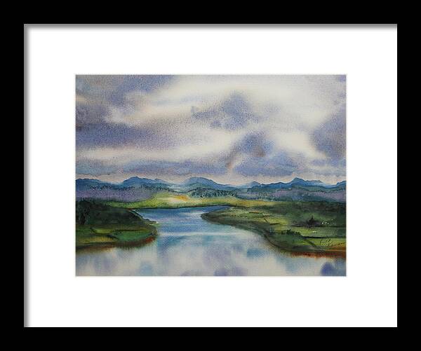 Landscape Framed Print featuring the painting Silver Day by Ruth Kamenev