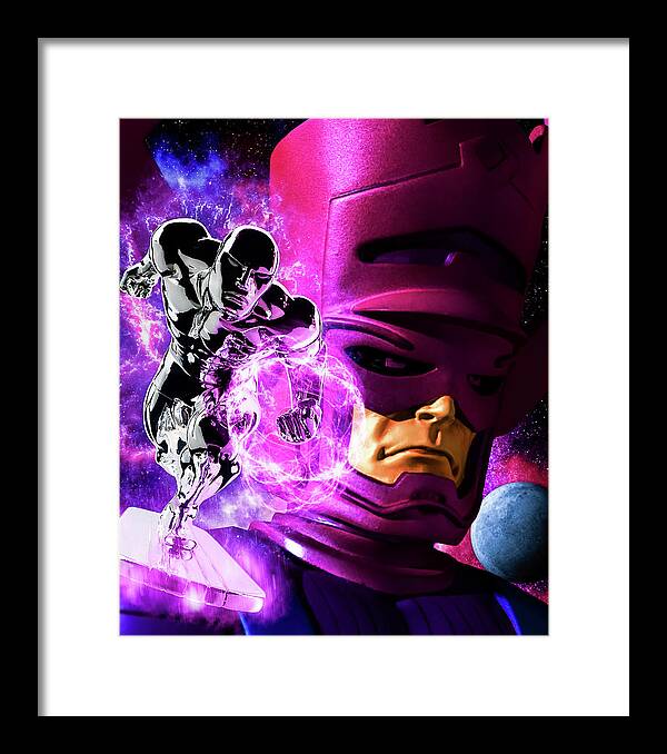 Space Framed Print featuring the digital art Silver Surfer - The Herald of Galactus by Blindzider Photography