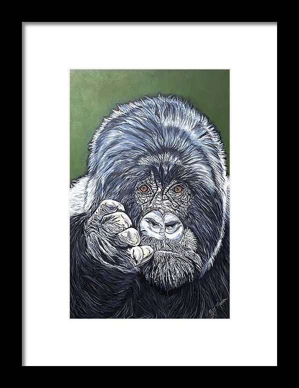  Framed Print featuring the painting Silverback Gorilla-Gentle Giant by Bill Manson