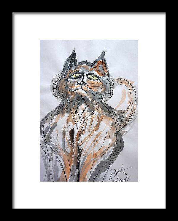 Cat Framed Print featuring the mixed media Singing The Cat Blues by Brent Knippel
