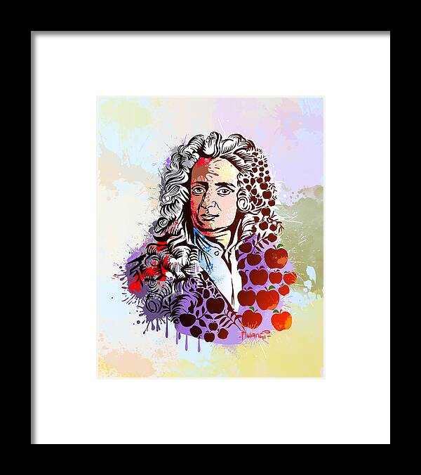 Gravity Framed Print featuring the painting Sir Isaac Newton by Anthony Mwangi