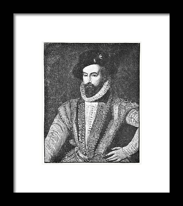 Art Framed Print featuring the drawing Sir Walter Raleigh and his Son by Unknown Artist - 17th Century by Powerofforever