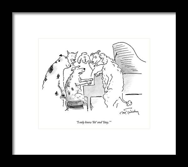 A24871 Framed Print featuring the drawing Sit And Stay by Mike Twohy