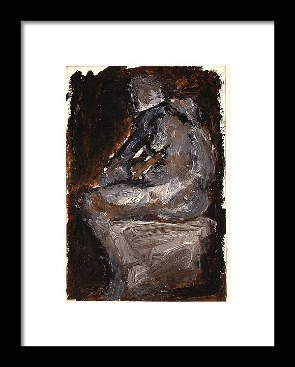 Act Framed Print featuring the painting Sitting figure by David Euler
