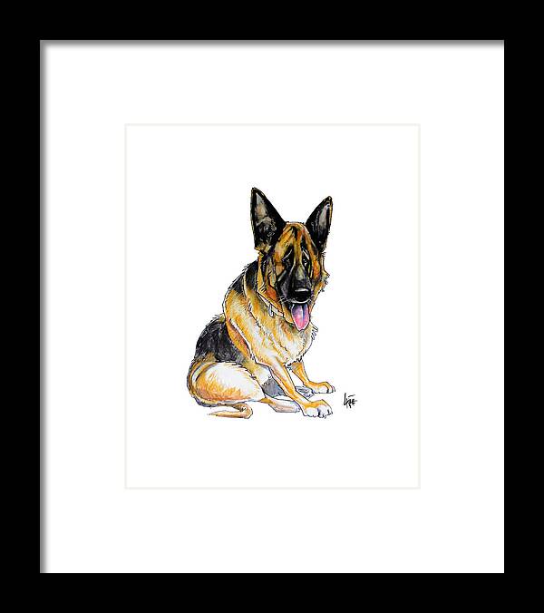 Dog Framed Print featuring the drawing Sitting German Shepherd by John LaFree