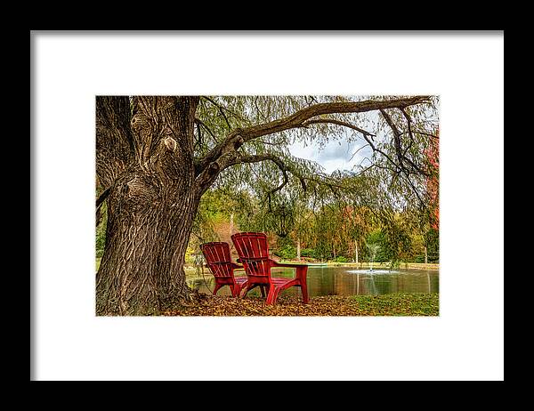 Andrews Framed Print featuring the photograph Sitting on the Edge of the Pond by Debra and Dave Vanderlaan