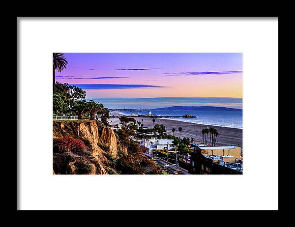 Sunset Santa Monica Pier Framed Print featuring the photograph Sitting on the fence - Santa Monica Pier by Gene Parks
