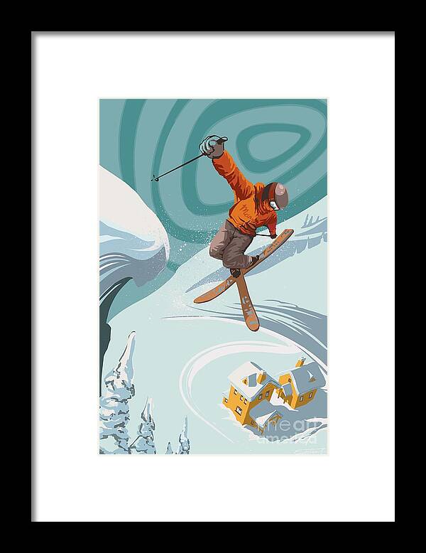 Skiing Framed Print featuring the painting Ski Freestyler by Sassan Filsoof