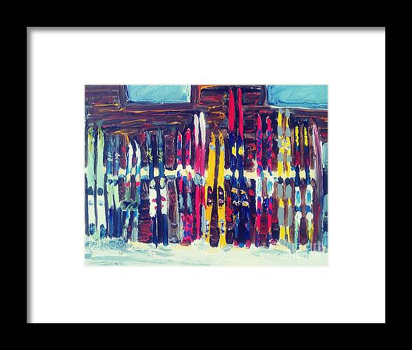 Ski Framed Print featuring the painting Ski storage by Rodger Ellingson