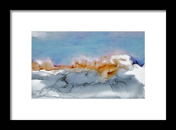 Abstract Framed Print featuring the painting Ski the Bowl by Angela Marinari