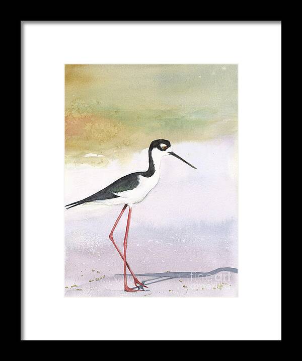 Bird Black Necked Stilt Framed Print featuring the painting Skinny Legs by Vicki B Littell