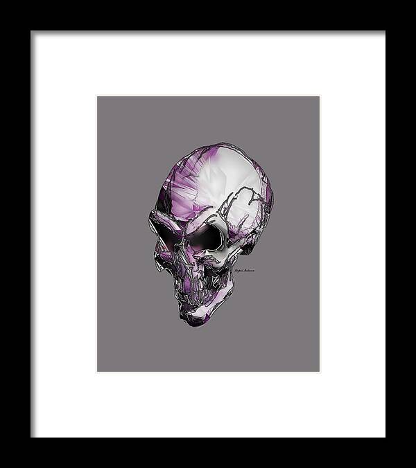 Abstract; Modern; Contemporary; Set Design; Gallery Wall; Art For Interior Designers; Book Cover; Wall Art; Halloween; Scary; Skull; Fantasy; Purple Framed Print featuring the digital art Skull art in purple by Rafael Salazar
