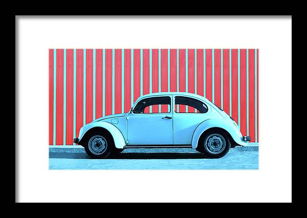 Car Framed Print featuring the photograph Sky Blue Bug by Laura Fasulo