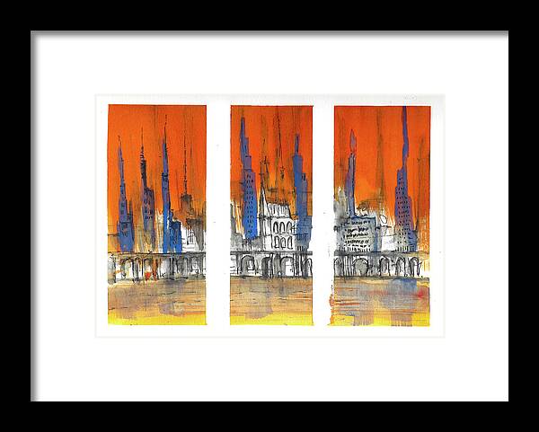 City Framed Print featuring the mixed media Skyline 1128 by Jason Nicholas